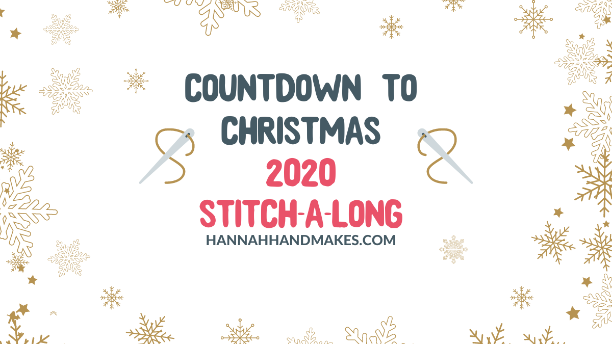 countdown to christmas stitch-a-long graphic with snowflakes